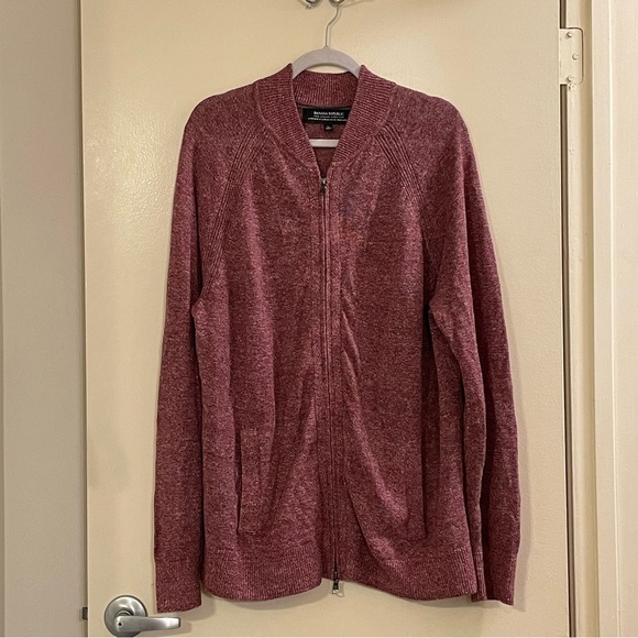 BANANA REPUBLIC NWOT Italian Linen Zip Sweater - Picture 1 of 4